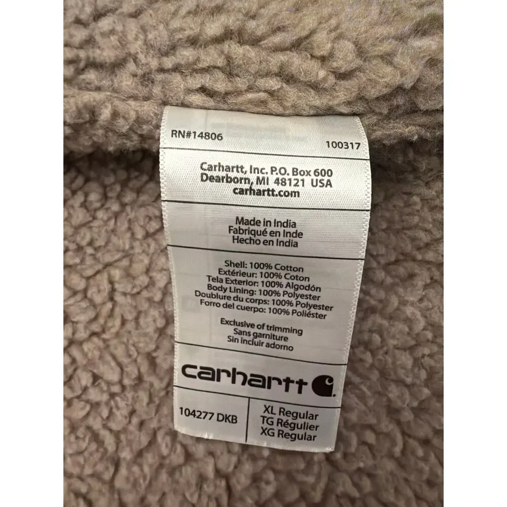 Carhartt Sherpa Lined Vest Men’s XL Dark Brown Canvas Workwear Full Zip - Picture 3 of 12